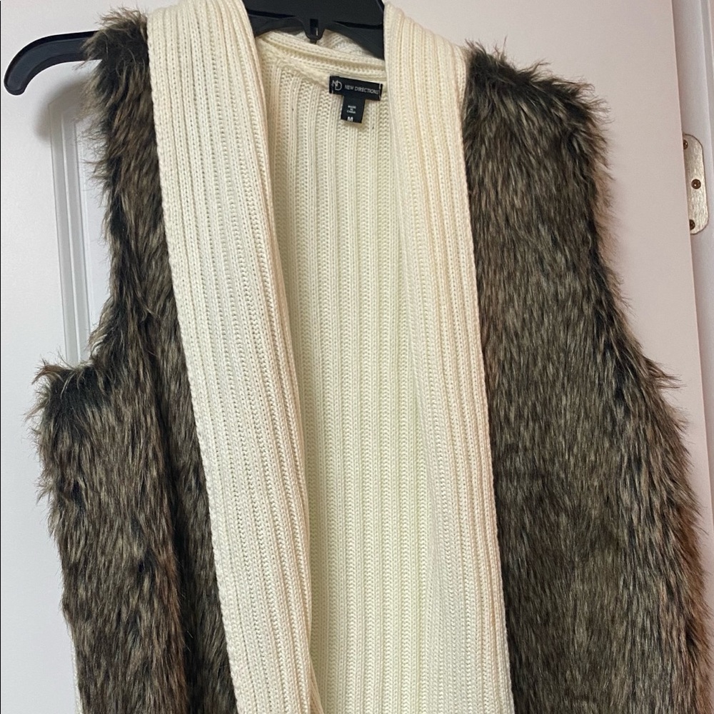 New Direction Faux Fur and Cream Vest